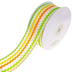 Colorful Ric Rac Printed Wired Ribbon, 1-1/2-Inch, 10-Yard