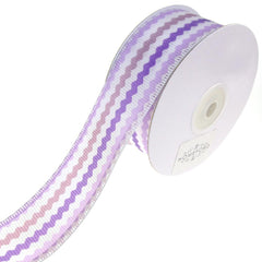 Colorful Ric Rac Printed Wired Ribbon, 1-1/2-Inch, 10-Yard