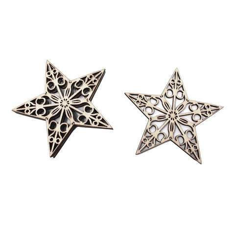 Craft Wood Laser Cut Stars, Natural, 4-Count