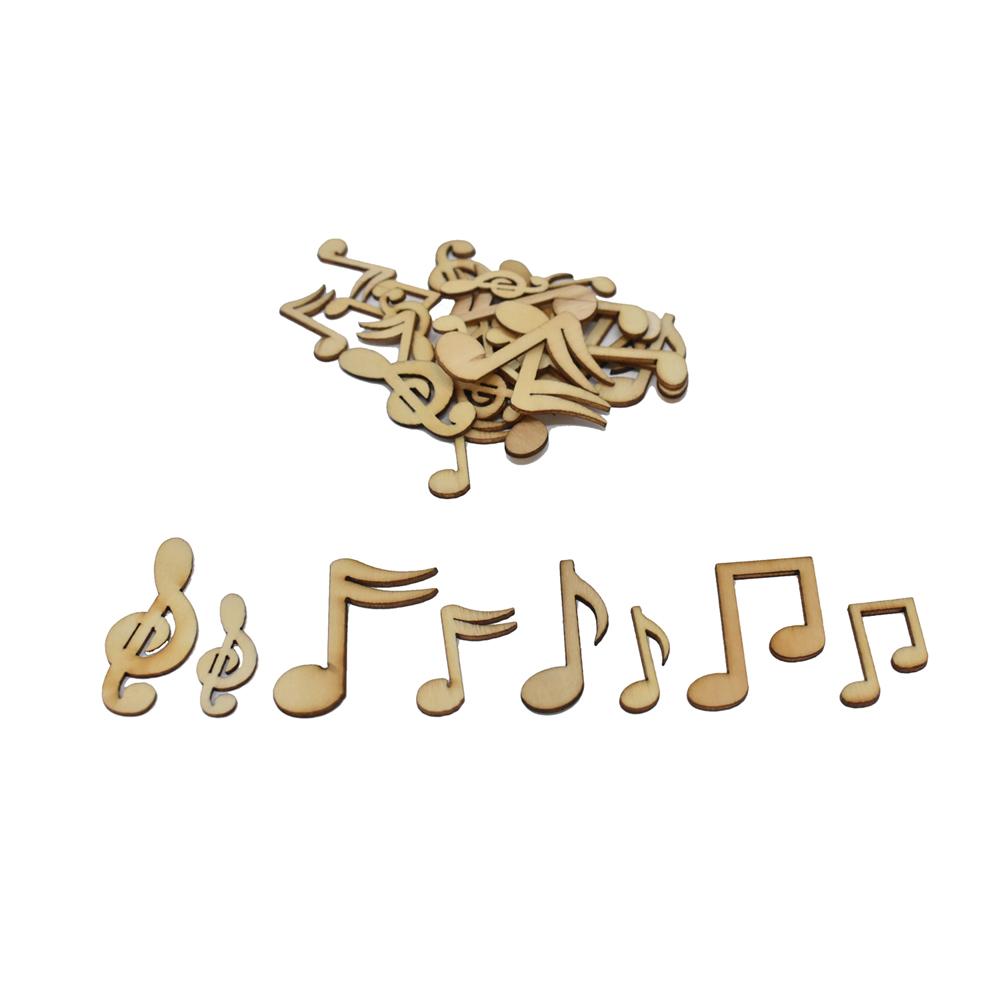 Laser Cut Assorted Wood Music Notes, Natural, 15-Piece