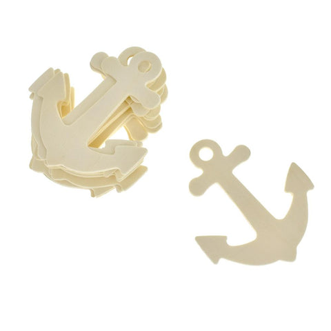 Anchor Shaped Wooden Cut-Outs, Ivory, 3-1/2-Inch, 10-Count