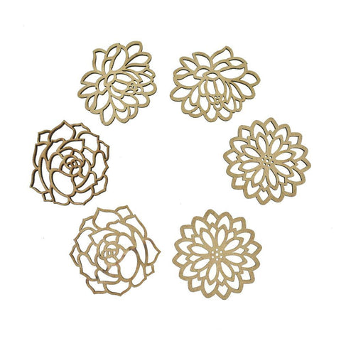 Floral Laser-Cut Ornate Wood Shapes, Natural, 6-Count