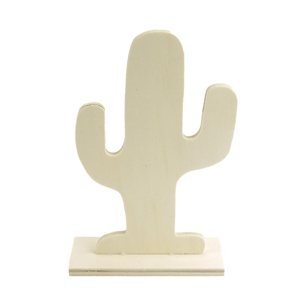 DIY Cactus Stand-Up Wood Craft, Natural, 7-Inch