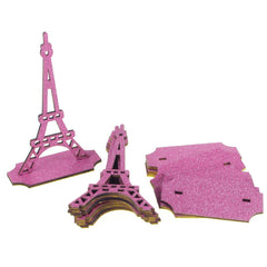 Wooden Eiffel Tower Stand with Glitters, 5-Inch, 10-Piece