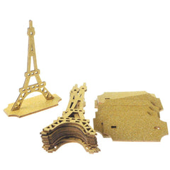 Wooden Eiffel Tower Stand with Glitters, 5-Inch, 10-Piece