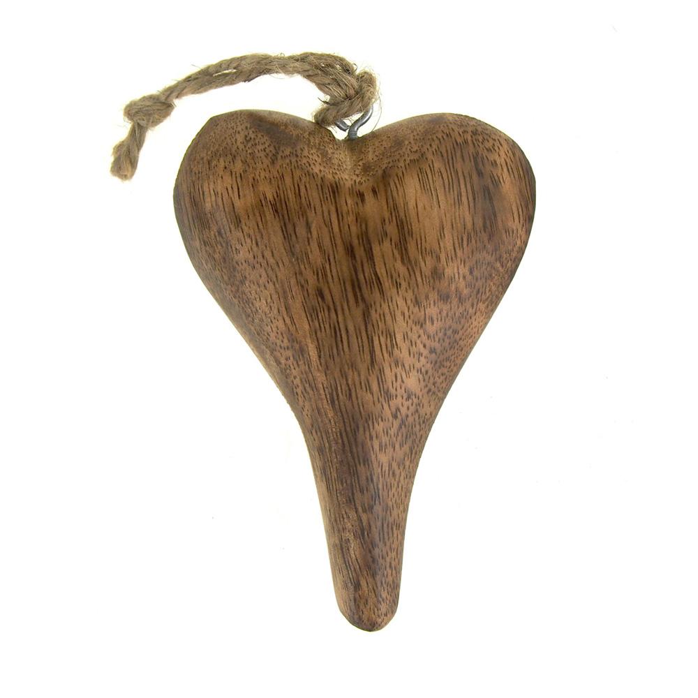 Hanging Wooden Heart Christmas Tree Ornament, Natural, 4-Inch