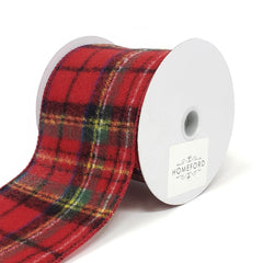 Christmas Flannel Plaid Wired Edge Ribbon, Red/Blue/Green, 10-Yard