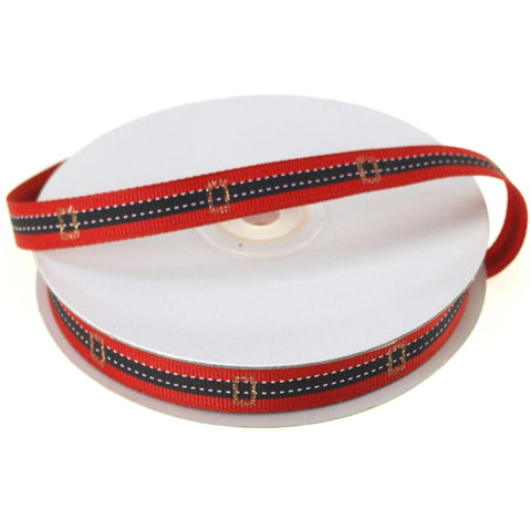 Santa Belt Grosgrain Holiday Christmas Ribbon, Red, 3/8-Inch, 25 Yards