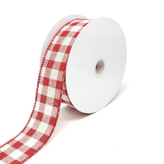 Christmas Canvas Gingham Wired Edge Ribbon, 10-Yard