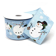 Christmas Glitter Snowmen Linen Ribbon, 2-1/2-Inch, 10-Yard