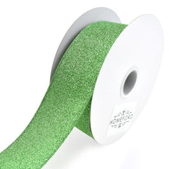 Christmas Flat Glitter Wired Edge Ribbon, 10-Yard