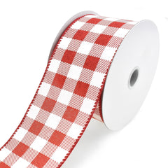 Printed Gingham Patterned Wired Ribbon, 2-1/2-Inch, 10-Yard