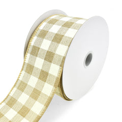 Printed Gingham Patterned Wired Ribbon, 2-1/2-Inch, 10-Yard