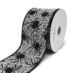 Spiders and Cobwebs Wired Ribbon, 2-1/2-Inch, 10-Yard