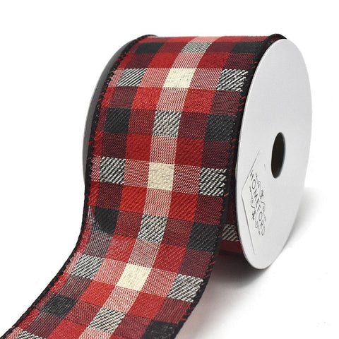 Buffalo Plaid Style Wired Ribbon, 2-1/2-Inch, 10-Yard