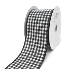 Black and White Woven Checkered Wired Ribbon, 10-yard