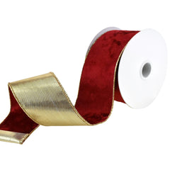 Christmas Velvet and Gold Back Wired Ribbon, 2-1/2-Inch 10-Yard