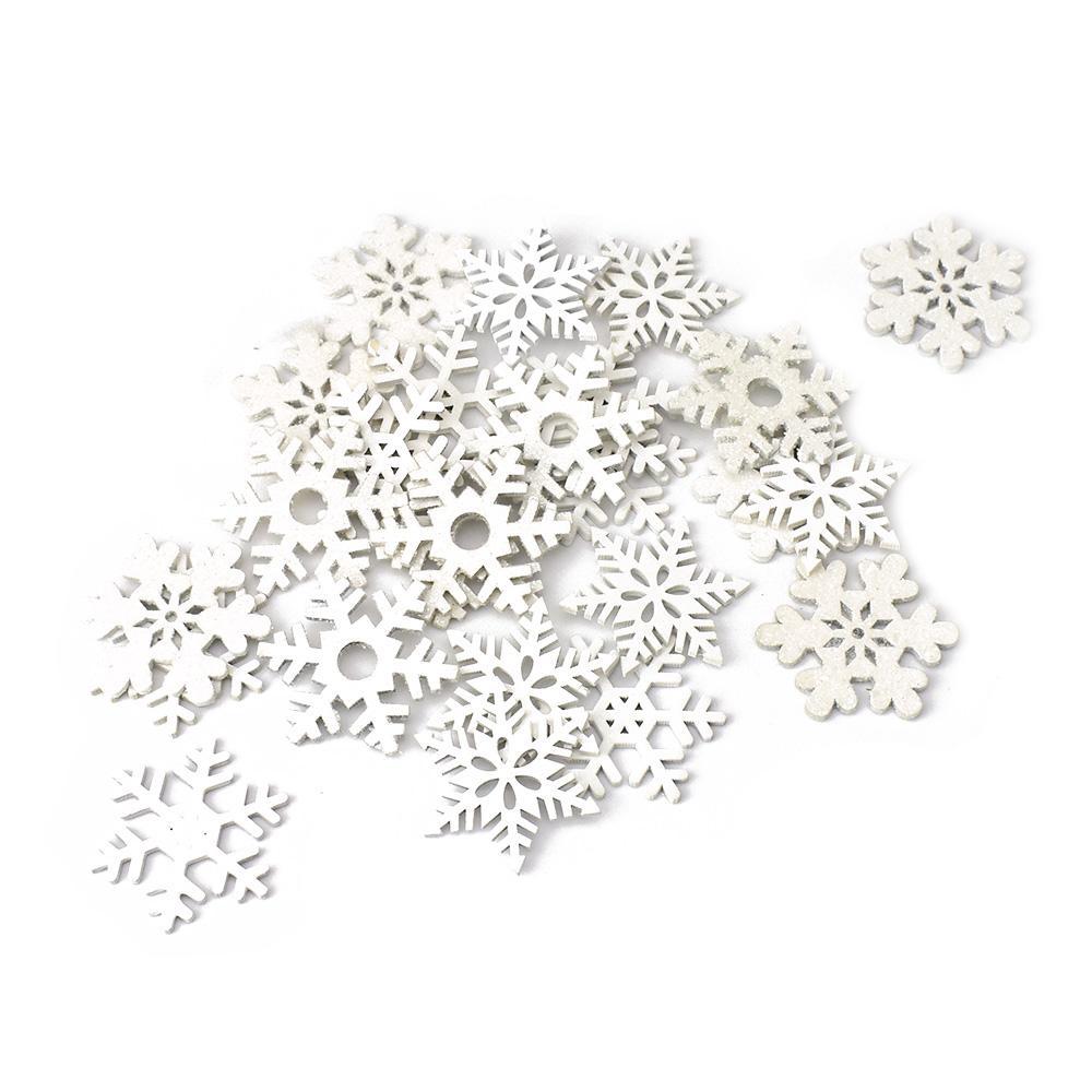 Christmas Wooden Snowflake Cut-Outs, White, 2-Inch, 25-Piece