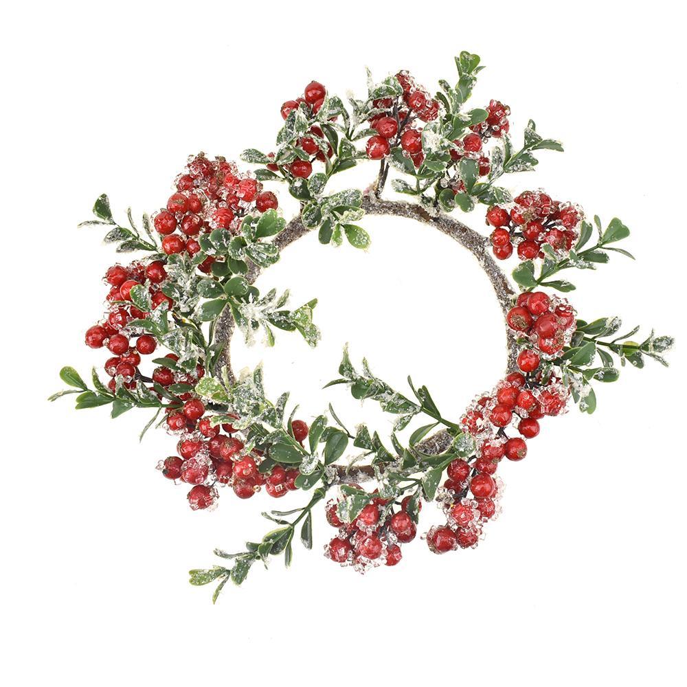 Mini Artificial Iced Berry Boxwood Wreath, 10-Inch