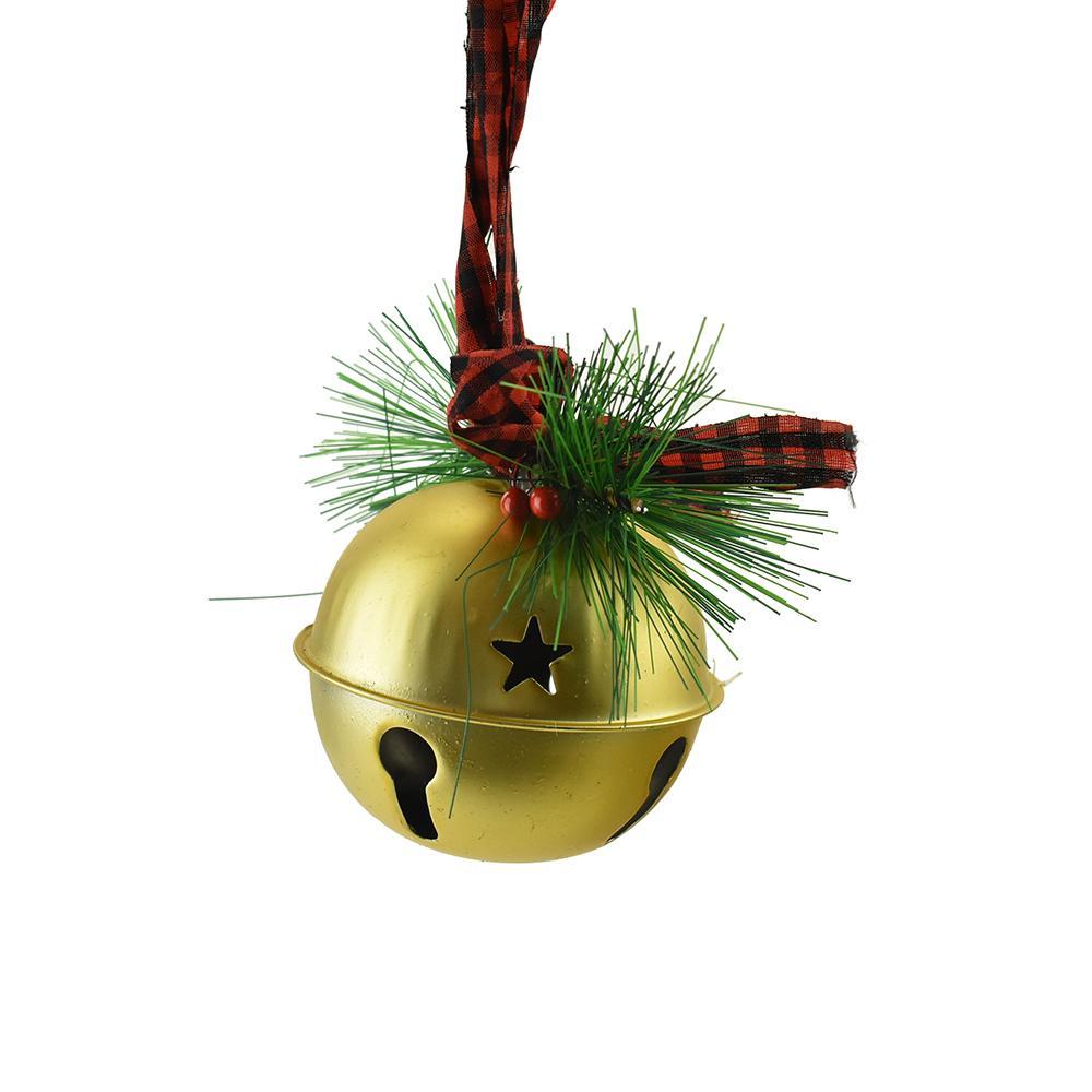 Mistletoe Jingle Bell Hanging Christmas Decoration, Gold, 3-Inch