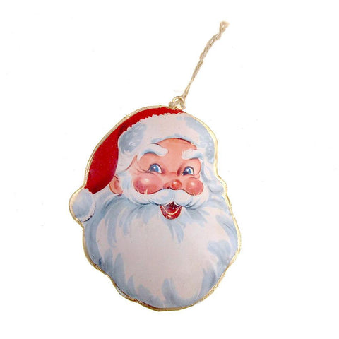 Hanging Tin Santa Smiling Christmas Tree Ornament