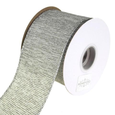 Linen Glimmer Metallic Christmas Holiday Ribbon, Silver, 2-1/2 Inch, 10 Yards