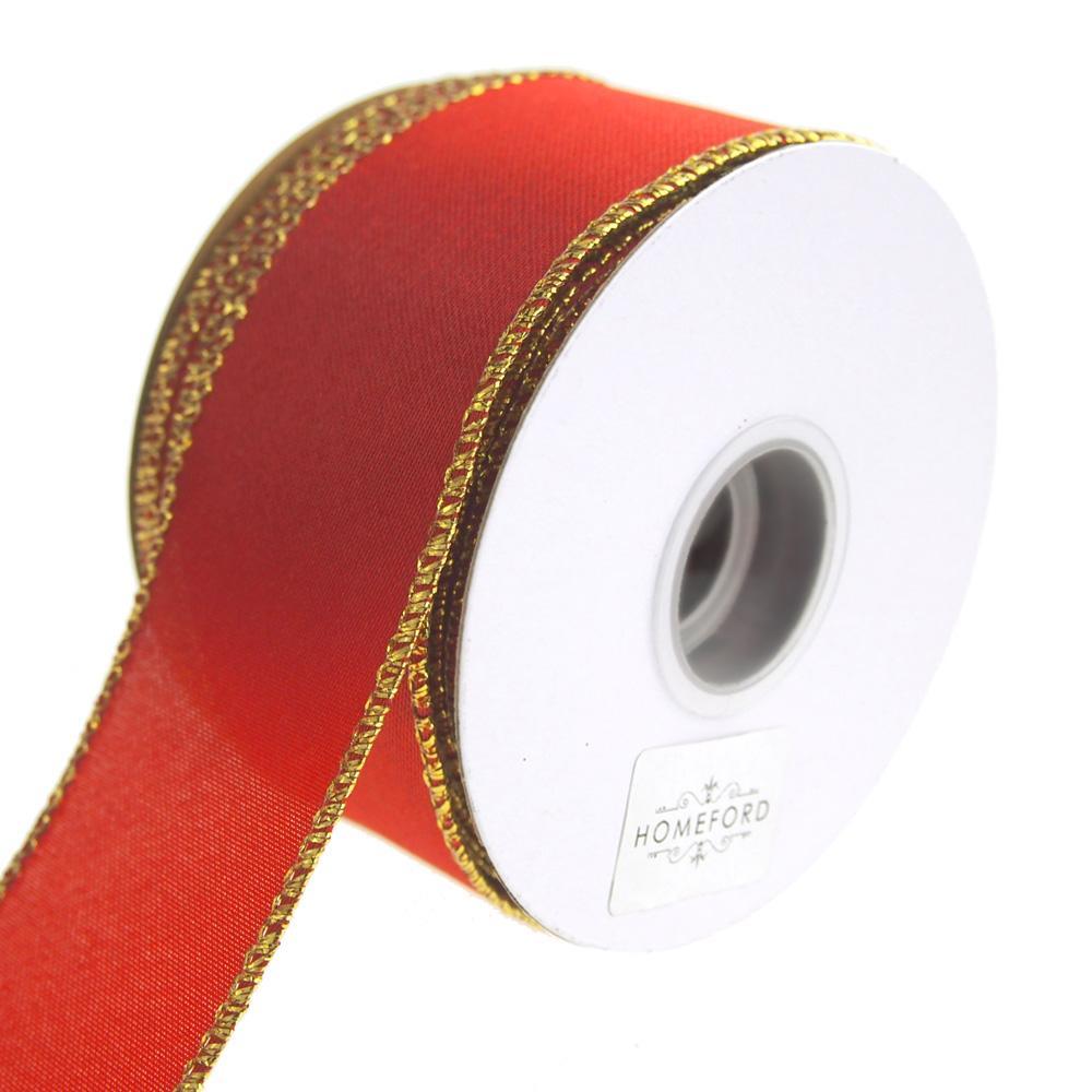 Metallic Edge Wired Christmas Holiday Ribbon, Red, 1-1/2-Inch, 10 Yards
