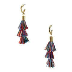 Three Layered Tassel Drop Earrings, 2-Inch