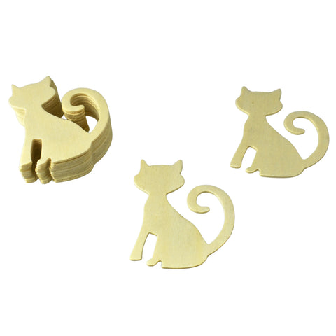 DIY Cat Silhouette Craft Wood Shapes, 3-1/8-Inch, 12-Count