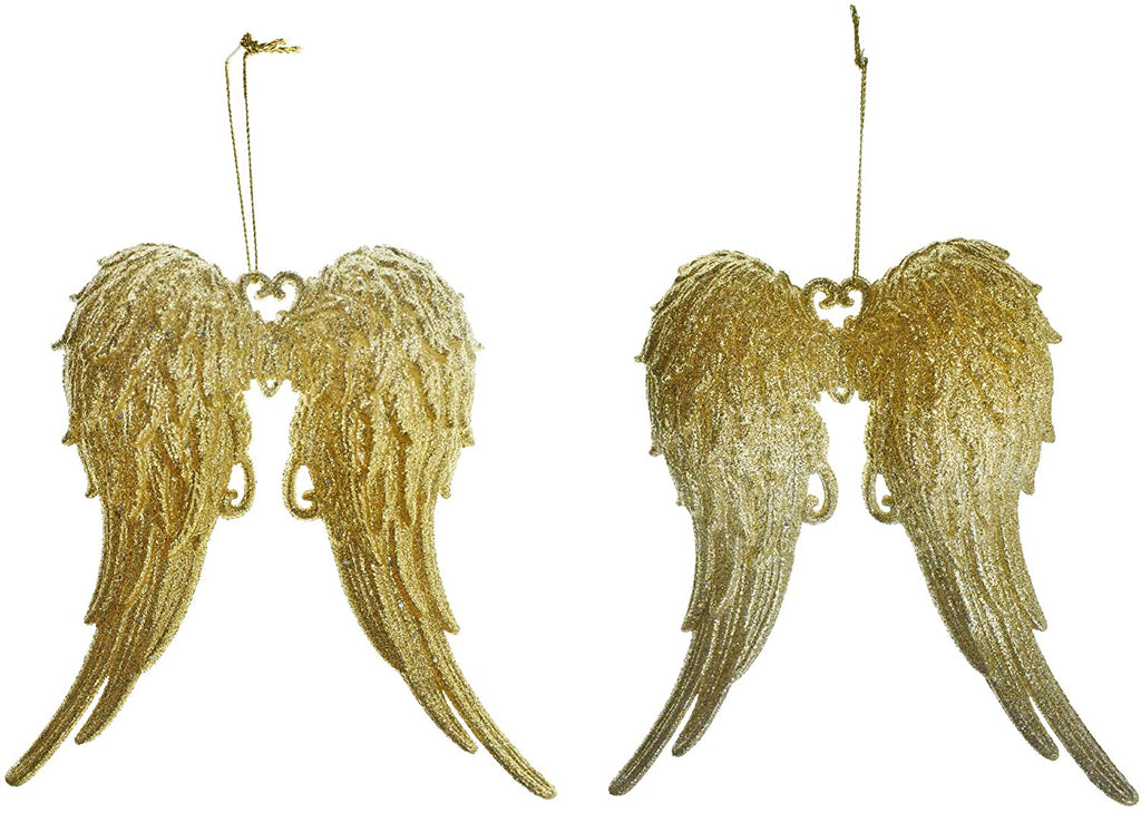Glittered Angel Wing Ornaments, 5-1/2-Inch, 2-Piece
