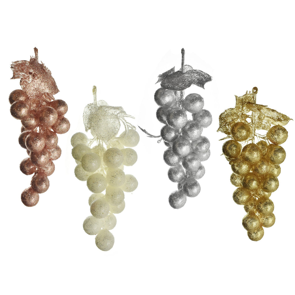 PVC Glittered Grape Cluster Ornaments, Rose Gold, Assorted Sizes, 12-Piece