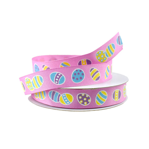 Pastel Easter Eggs Grosgrain Ribbon, 5/8-Inch, 10-Yard