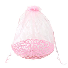 Organza Wrap Basket with Plastic Swirl Tray, 8-inch