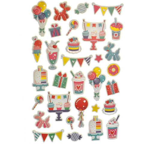 Pretty Party 3D Foam Sticker Sheet, 1-Inch, 31-Piece