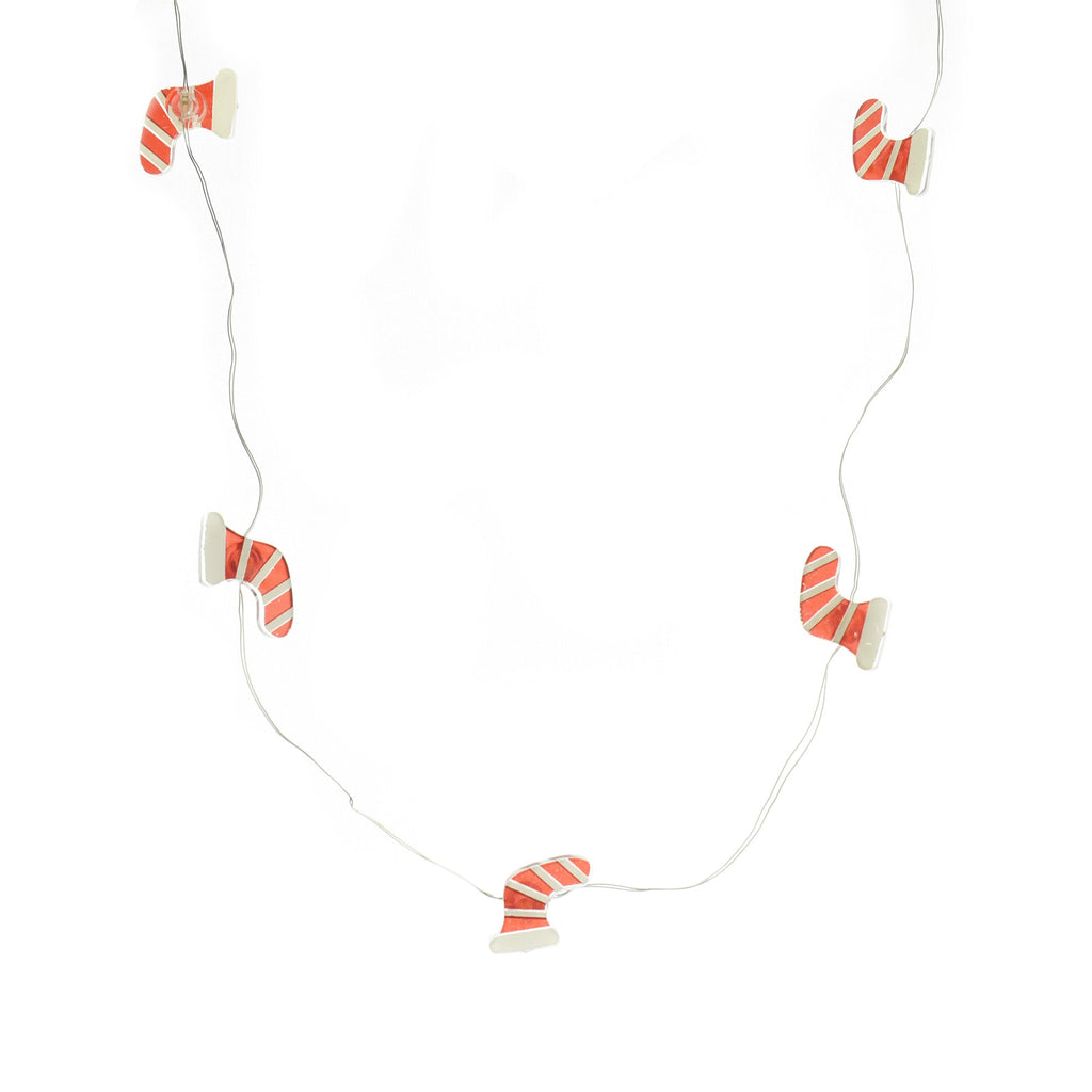 LED Mini Candy Cane Stocking Copper Wire Garland, 5-Feet
