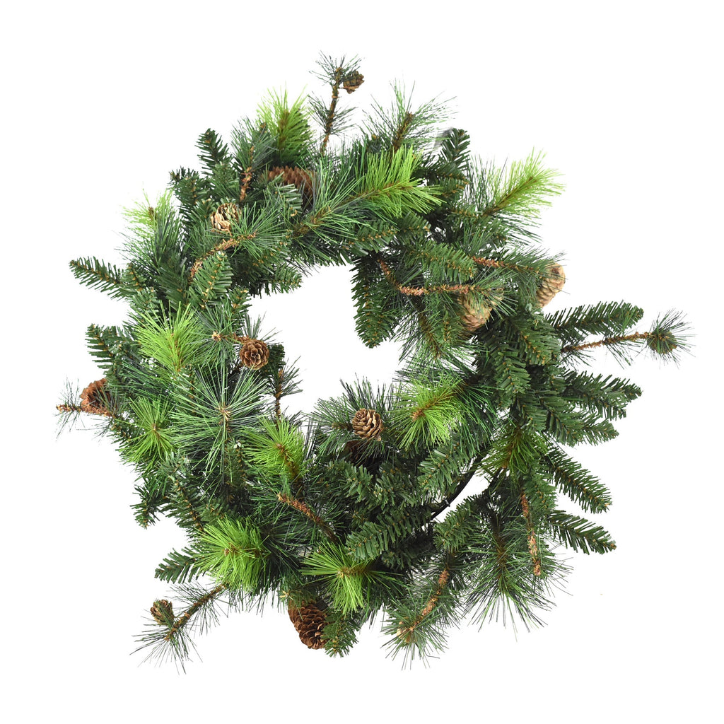 Christmas Artificial Pine Branch and Pine Cone Wreath, 24-Inch