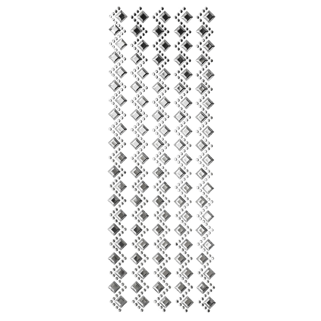 Zig-Zag Diamond Gemstone Stickers, 10-3/8-Inch, 5-Count - Silver