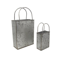 Galvanized Tote Bags, Assorted Sizes, 2-Piece