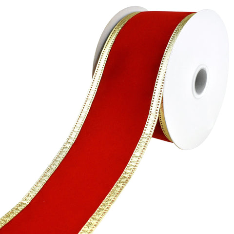 Velvet Dynasty Gold Trim Wired Christmas Holiday Ribbons