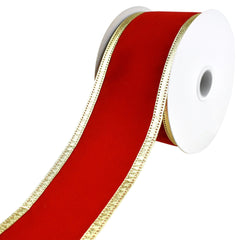 Velvet Dynasty Gold Trim Wired Christmas Holiday Ribbons