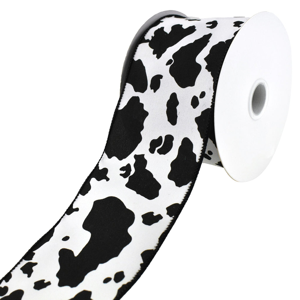 Cow Print Wired Ribbon, 2-1/2-Inch, 10-Yard