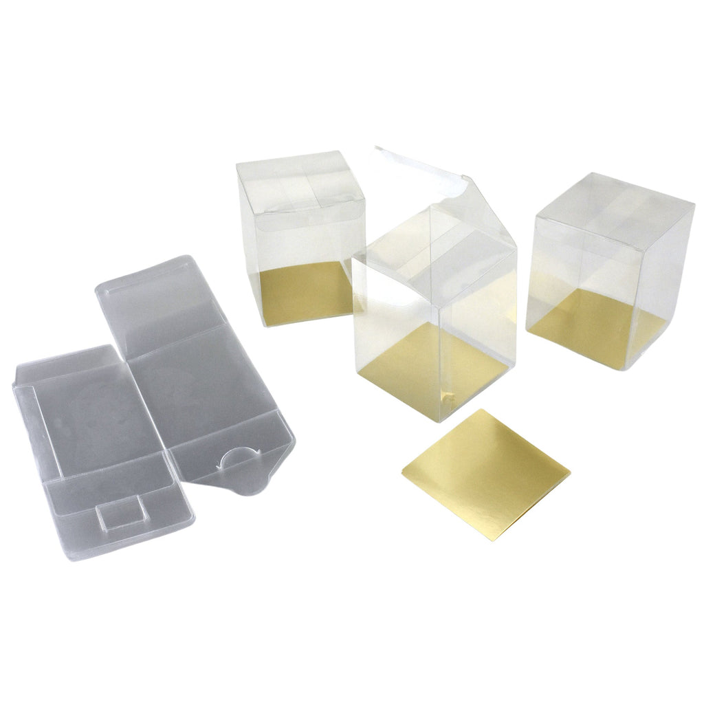 PVC Gift Box, 3-3/4-Inch x 3-3/4-Inch x 4-1/2-Inch, 12-Count - Clear