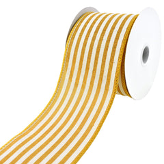 Cabana Stripes Faux Linen Wired Ribbon, 10-yard