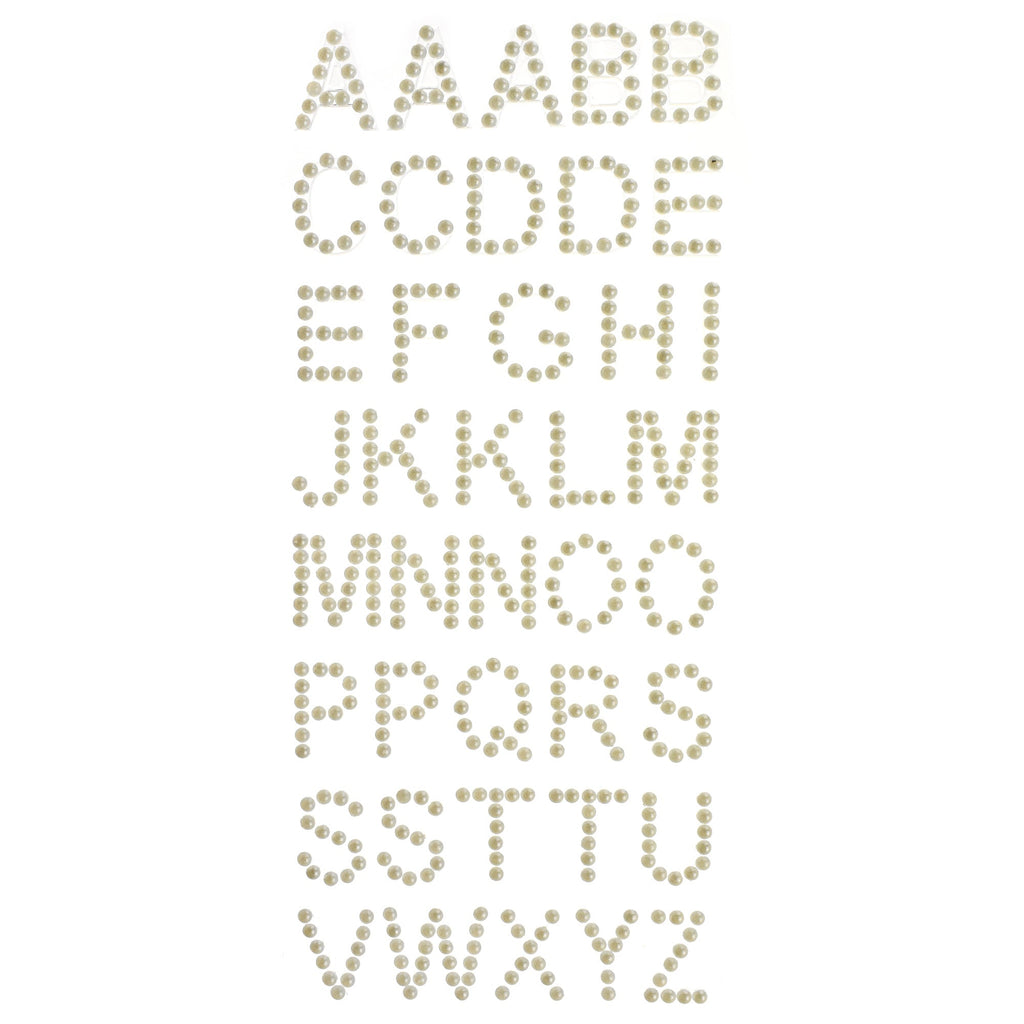 Alphabet Pearl Bead Rhinestone Stickers, 40-Piece