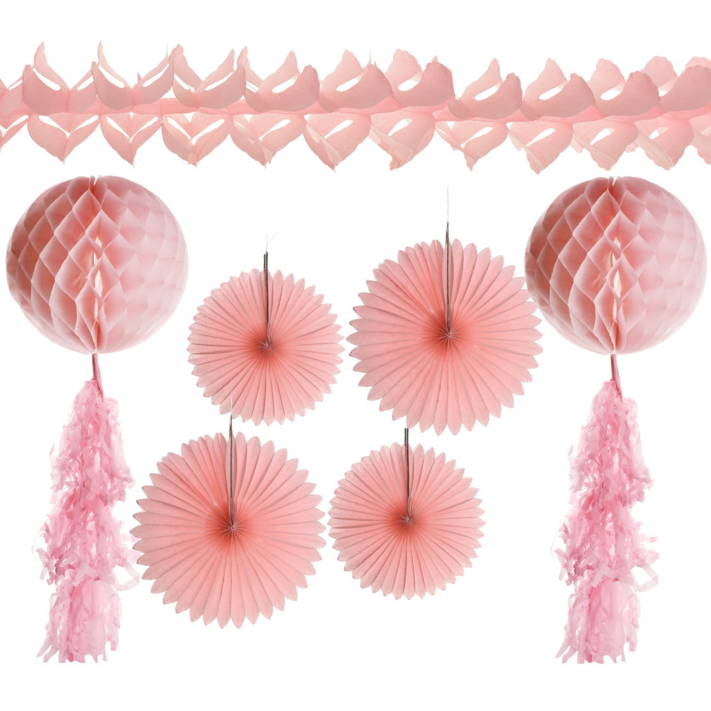 Tissue Garland, Fan, and Honeycomb Party Decorations, Assorted Sizes