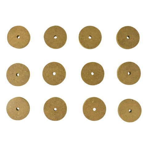 MDF DIY Craft Wood Flat Wheels, 1-3/8-Inch, 12-Count - Natural