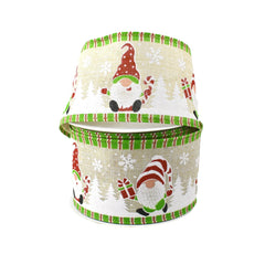 Glitter Christmas Gnomes with Gifts Wired Ribbon, 2-1/2-Inch, 10-Yard