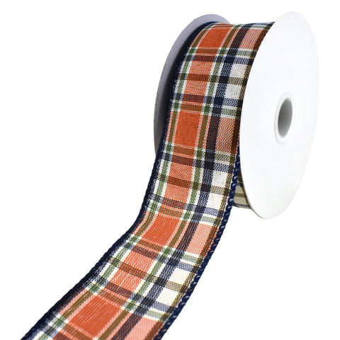 Dark Autumn Plaid Wired Ribbon, 1-1/2-Inch, 10-Yard