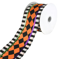 Harlequinn Center Dash Edge Wired Ribbon, 2-1/2-Inch, 10-Yard