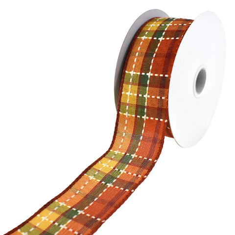 Cider Fall Plaid Wired Ribbon, 1-1/2-Inch, 10-Yard